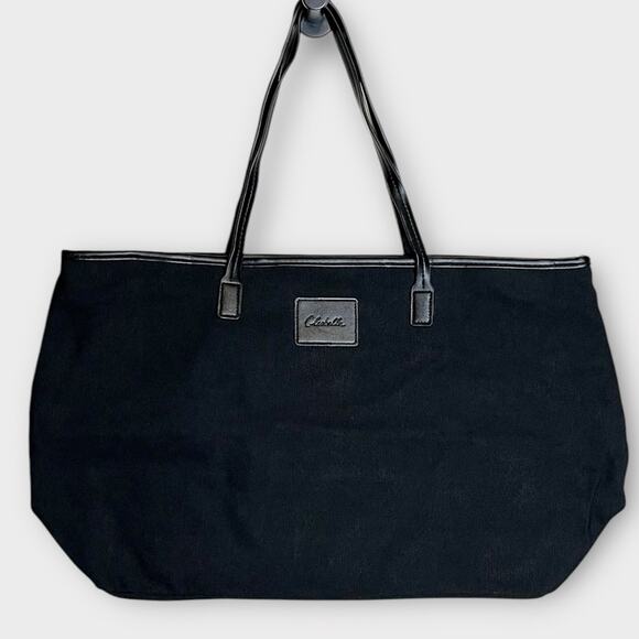 NEW CLEOBELLA Large Canvas Tote in Black with Vegan leather trim fabfitfun box - Picture 2 of 8